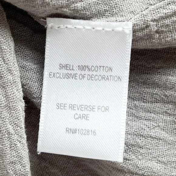 Garnet Hill Embroidered Kaftan Swim Cover Up Gray White Drawcord Tassel Large - Picture 9 of 9